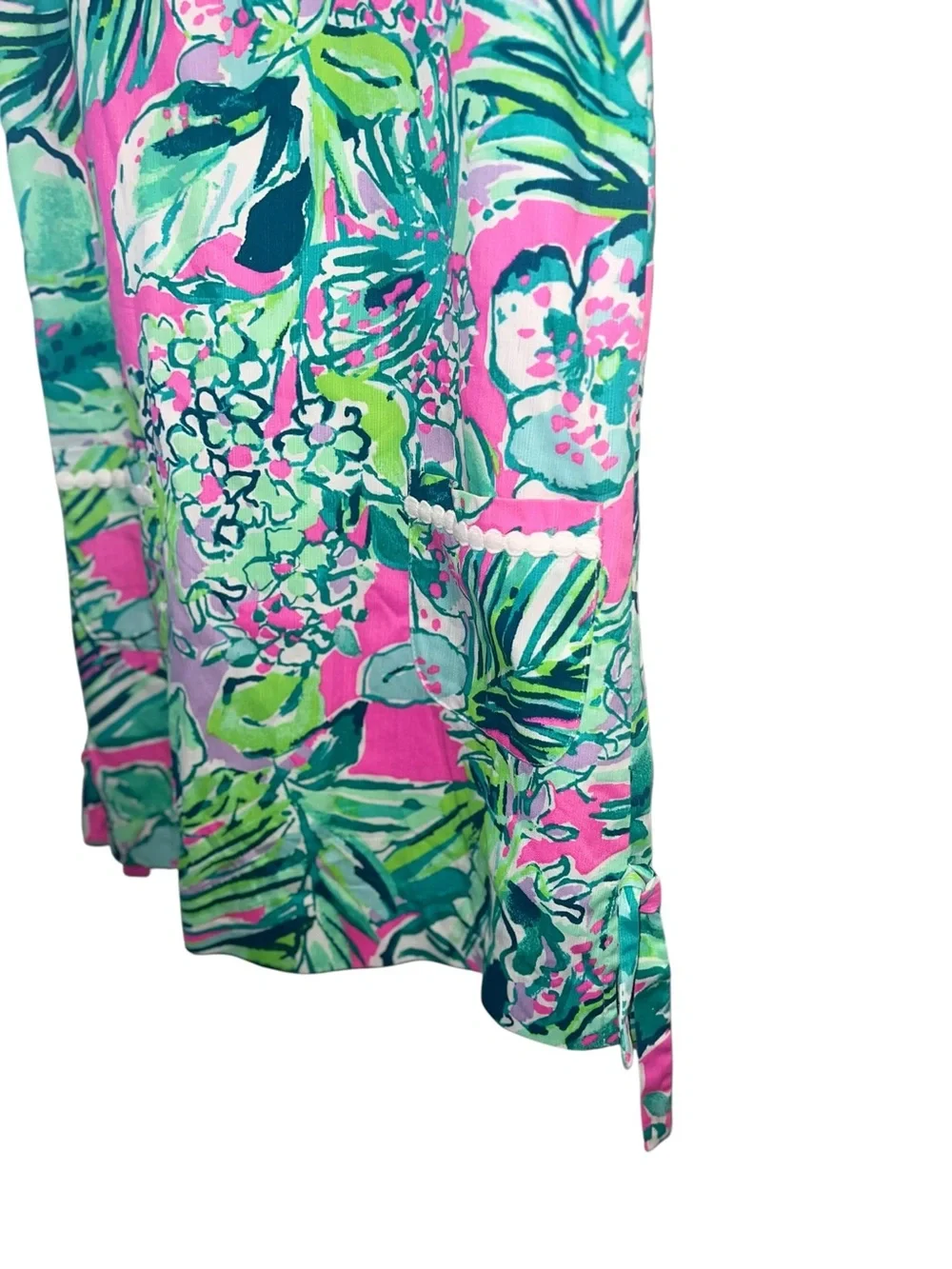Lilly Pulitzer Girls Tropical Floral Shift Dress White Lace Trim Size 8